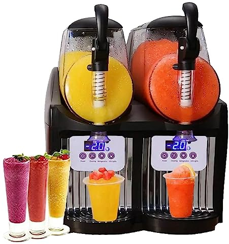 5L Commercial Ice Slush Machine, 2.5L Double Tank Professional Frozen Drink Slushy Machine, 300W Stainless Steel Smoothie Drink Maker, for Soft Ice Drink, Juice, Tea, Coffee