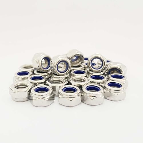 Tuercas M5 autoblocantes de acero inoxidable, A2-70 M5, tuercas hexagonales de 5 mm, DIN985, A2 V2A, hexagonal, tuerca de acero inoxidable, tuercas de parada, tuercas de contratuercas, juego de