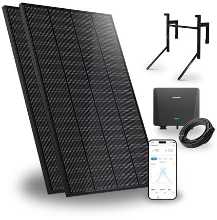 SUNSHARE Ray 400W Balkonkraftwerk mit Beton-Balkonhalterung - Balkonkraftwerk 800W komplett Steckdose - neuester 800 Watt Wechselrichter - Solaranlage Komplettset - 5m Kabel