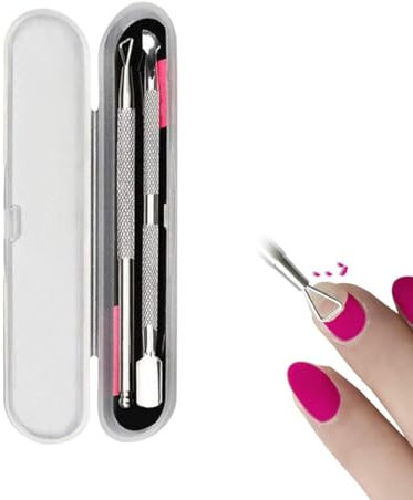 2 piezas empujador de cutícula y raspador de esmalte de uñas, empujador de uñas de doble cara y limpiador de uñas