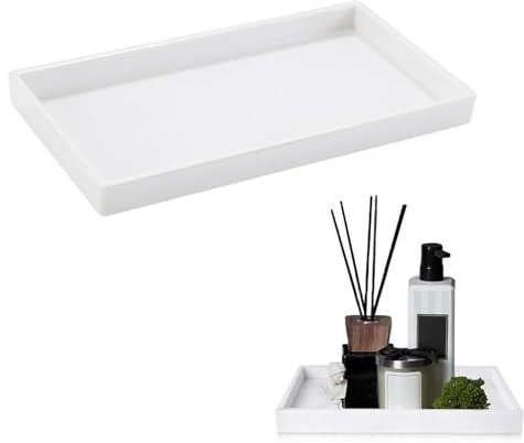 JINJUMEI Badezimmer-Tablett für Badezimmer, Vanity Tray, rechteckiges Tablett, multifunktionales Aufbewahrungsfach zur ordentlichen Aufbewahrung von Parfüm, Shampoo, Lotionflaschen, Make-up