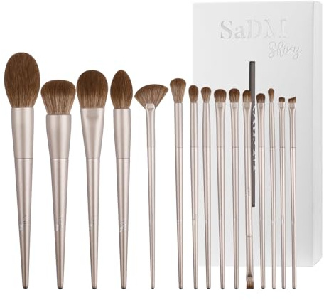 Kit brochas maquillaje profesional 15 piezas – Brochas para base, polvos, corrector, sombras, colorete, iluminador y contorno – Cerdas sintéticas premium