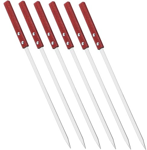 Happyyami 6stücke Grillspieße Flachspieße Metallspieße Zum Grillen Mit Holzgriff Für Kebab Und Outdoor-aktivitäten