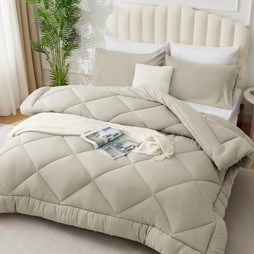 WAVVE Bettdecke 140x200 cm Ganzjahresdecke 4 Jahreszeiten, Steppdecke 300gsm Mikrofaser 140x200cm, Super Weiche Zudecke Schlafdecke Atmungsaktive 140 x 200, Beige