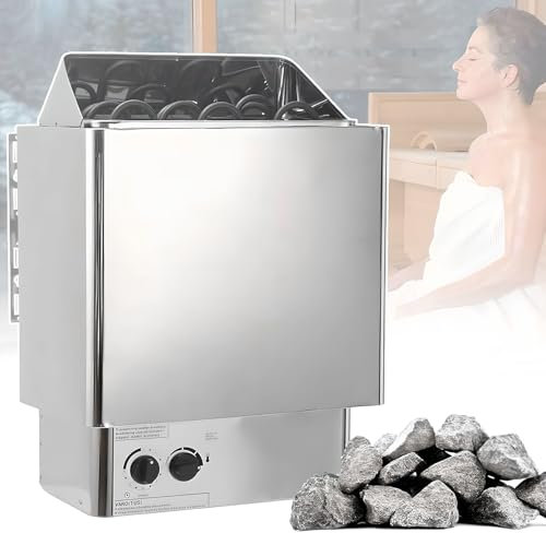 Electric Sauna Heater, Stainless Steel 9.0kW Stove with Timer & Temperature Control, Wet/Dry Bath Sauna Oven, Internal Controller for Home Hotel Spa Shower