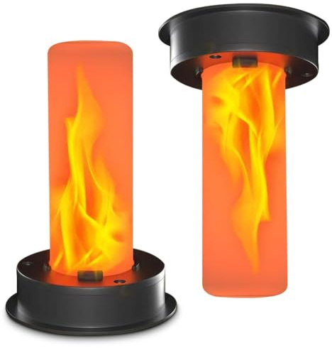 2 Stück Solarleuchten Ersatz Top 85mm Solarleuchten für draußen LED Gartenleuchten mit Flammen Effekt, Solarleuchten Ersatzteile Flamme Lampe IP44 Wasserdicht Solarlampen für Außen Garten Decor