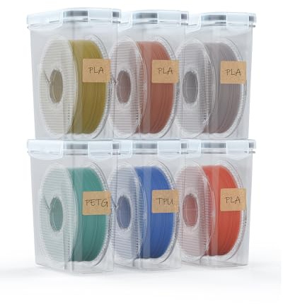 YOOPAI Filament Storage Box - 6 Pack Filament Container for 3D Printing Sealing and Protection - Portable Storage Box with Desiccants&Label for Home&Office,Water-Proof and Dust-Proof 4.0L(9.03*8*3)