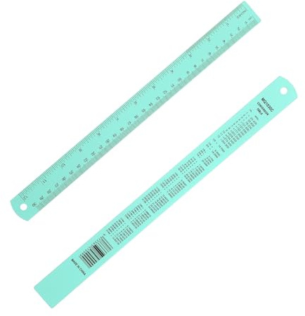 PATIKIL 30 cm/12 tum metalllinjal, aluminiumlegering metrisk linjal med tum och centimeter precisionsmätning för kontor, ingenjörsteknik och ritning, ljusblå