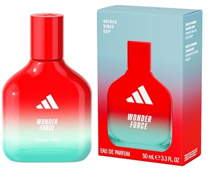 adidas Vibes Wonder Force Eau de Parfum Unisex | Profumo sportivo fruttato agrumato, a lunga tenuta, note di rabarbaro, rosa e muschio bianco, formato da viaggio (47 ml).