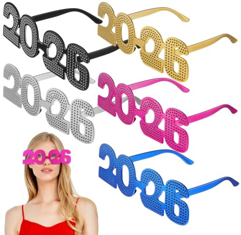 BESPORTBLE 2026 Zahlenbrillen Pc Material 7 StüCk Bunte Neujahrs Partybrillen FüR Silvester Foto Requisiten Und Festliche Dekoration