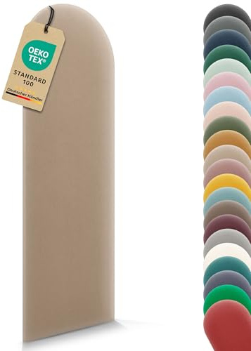 VELUYA Wandpolster Polsterplatte Rundbogen – Samt, Wandkissen 20 x 80 cm, Polsterpaneel, Oeko-TEX, Made in EU, Beige M11