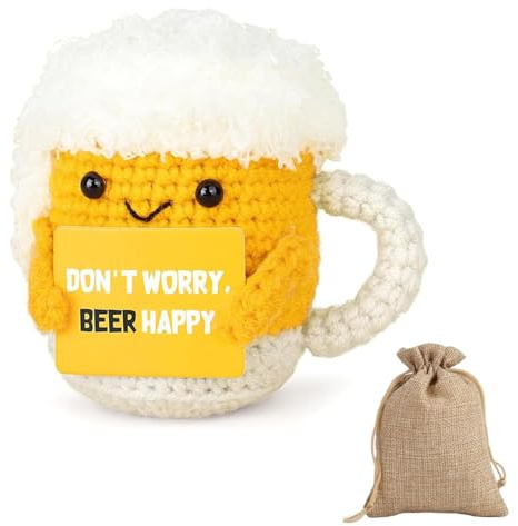 THXFUNAREA Muñeco Anti-Estrés Gracioso con Forma de Vaso de Cerveza, Peluche de Decoración con Frase Positiva, Regalo Único y Divertido para Ella o Él, Gadget Motivacional