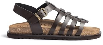 Yokono Sandalia Plana BOLUS-107 Color MARRÓN Oscuro | Calzado hecho en España para Mujer, fabricado en Piel vacuna, Altura de tacón 3 CM, hebilla Primavera-Verano