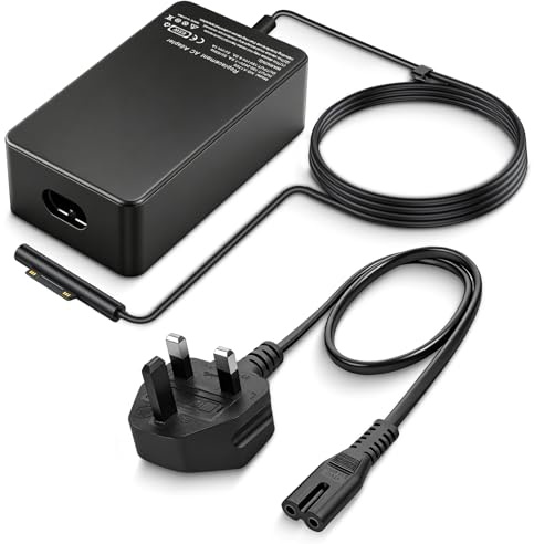 Microsoft Surface Pro Charger,Microsoft Surface 65W Laptop Charger, UK Power Adapter Compatible with Laptop 1-6, Pro 3-10, Book 1-3 (65W/44W/36W/24W)