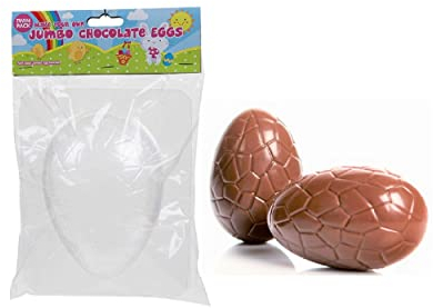 White Plastic Jumbo Chocolate Egg Moulds - 20cm x 15cm (Pack of 2) - Premium Quality Material, Easy to Use Mold - Ideal for Kids Parties