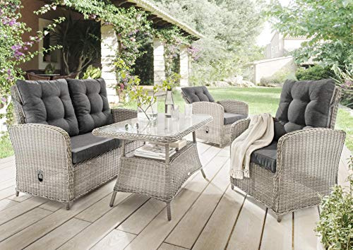 Destiny Lounge Merano 2 Se, 1 Sofa, 1 Tisch 120x77cm, Vintage weiß (86097)