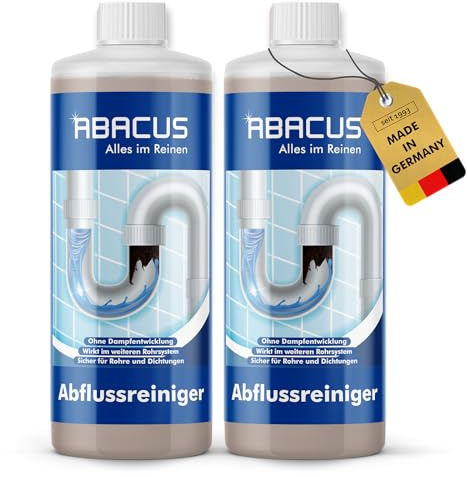 ABACUS® Abflussreiniger & Rohrreiniger, Rohrfrei, Abflussfrei – entfernt Haare und Ablagerungen in Rohren und Abflüssen – Abflussreiniger 2x 1000 ml (7052)