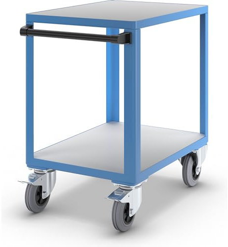 eurokraft | Industrie-Tischwagen | Ladefläche LxB 750 x 550 mm | lichtblau RAL 5012