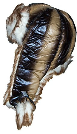 stahl-moden Damen Schapka Schwarz-Gold Fliegermütze Kunstfell Frauen Winter Mütze Uschanka Gr. 60/XL