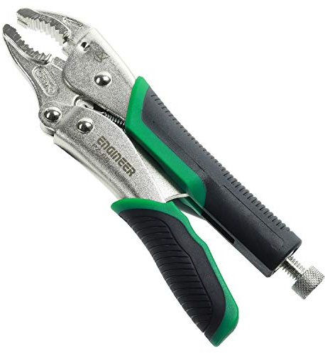 Locking Pliers with Unique Non-Slip/gripping Screw Removal Jaws for The Easy Extraction of Damaged/Stuck Screws, Black/Green. Neji-Saurus mole Grip Pliers by ENGINEER (Medium)