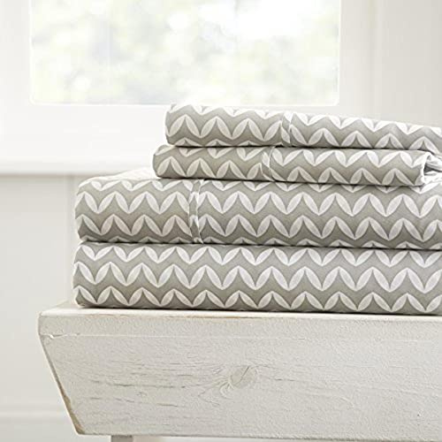 Linen Market 4-teiliges Bettlaken-Set, Gemustert, Queensize, Puffed Chevron Grey