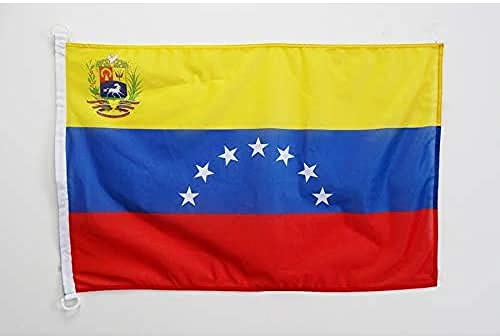 AZ FLAG Bandera Náutica Venezuela Antigua con escudo 90x60 cm | Uso exterior y náutico Enseña náutica venezuelana resistente a la intemperie con costuras dobles y bordes reforzados