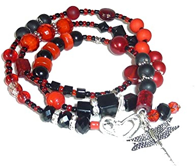 SSH-Design - Wickelarmband - rot & schwarz -