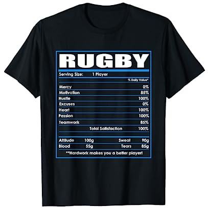 Rugby Nutrition Facts Divertente Giocatore Di Rugby Maglietta