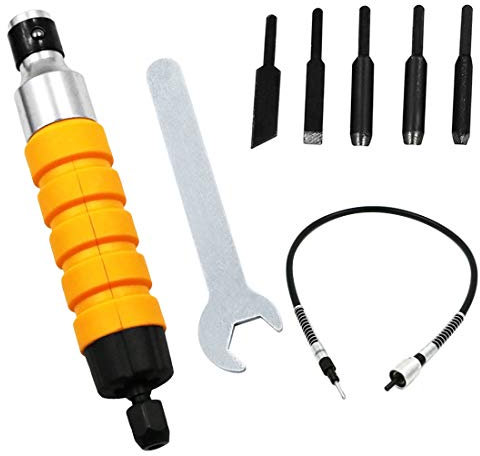 Lavorazione del legno elettrico Xilografia mano Scalpello, mobilia di legno che intaglia Electric Tool scalpello + 5 Carving punte Chiave flessibile albero flessibile
