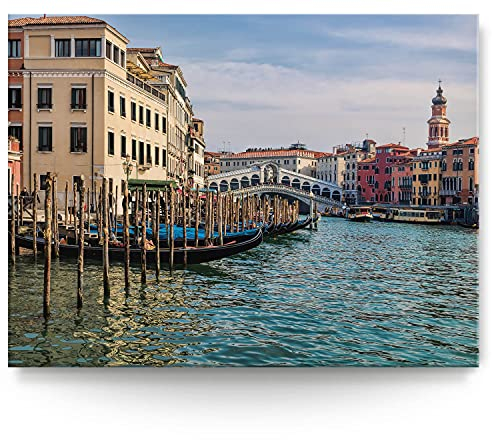 BilderKing Wandbild Venedig Rialtobrücke - 200cm x 150cm Leinwand auf 4cm Keilrahmen