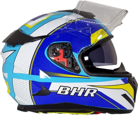 BHR Casco Integrale Moto con Doppia Visiera 813 RACE | Casco Moto Integrale Omologato ECE con Visiera Parasole | Casco Moto Uomo/Donna | AZZURRO/BIANCO | XL