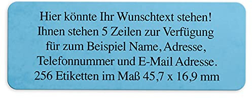 Adress-Aufkleber | PERSONALISIERT | 256 Stück | kleine Etiketten mit Wunsch-Text - Marmor Struktur Farbe Blau | für Namen und Adressen