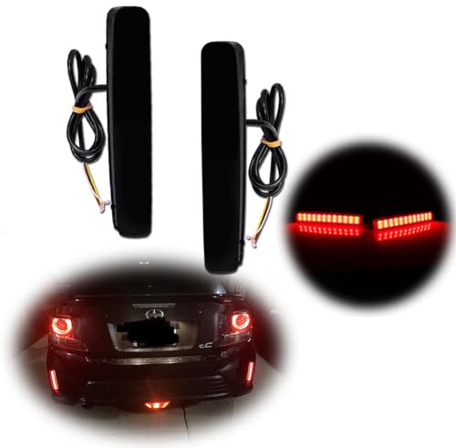 KENRTIR Smoked Lens 48-SMD LED Bumper Reflector Lights For 2014 2015 2016 Toyota Scion tC, Function as Tail, Brake & Rear Fog Lamps