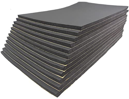 ZESLIV Auto insonorizzazione Isolamento 12 Fogli 30X50cm (10mm) fonoassorbente Spugna Adesivo Stuoia Antirombo Antivibrante Schiuma Fonoassorbente Autoadesiva Tappeto Isolante