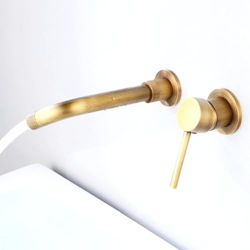 ImiiHO Lavabo Latón Montado en pared Bronce cepillado 011