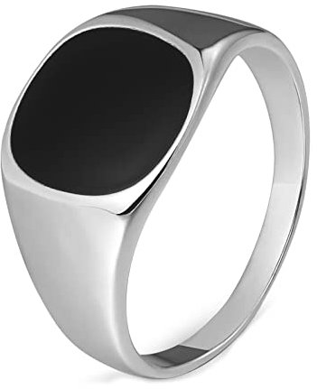 Epinki Herrenring Mit Stein, Glatt Herrenring Edelstahl Breit Zirkonia, Punk Ring für Herren Dankeschön Geschenke, 1.2cm bequem, Silber,54 (17.2)