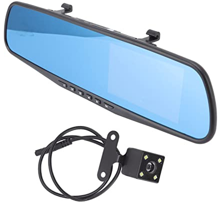 VBESTLIFE Caméra de Tableau de Bord pour Rétroviseur, 1080p Full HD 4,3 Pouces LCD Surveillance de Stationnement Plein écran, Capteur G Enregistreur de Conduite de Voiture Grand Angle 170 °
