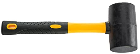 Hardy Working Tools – Maillet Caoutchouc Noir Ø 75 mm – Grand Marteau de Carreleur, Carrossier, Maçon, avec Manche Bi-Matière 2K
