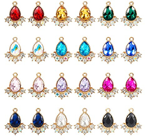 Sparkeads tårdroppe kristallberlocker för kvinnor örhängen glas strass droppe hängen 12 färger för smycken hantverk klänning midjekedja bröllopsfest dekor, Glas, Ingen ädelsten
