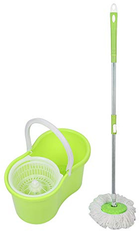 Belfoye - Cubo para pedal con escoba giratoria de 360 grados, color verde