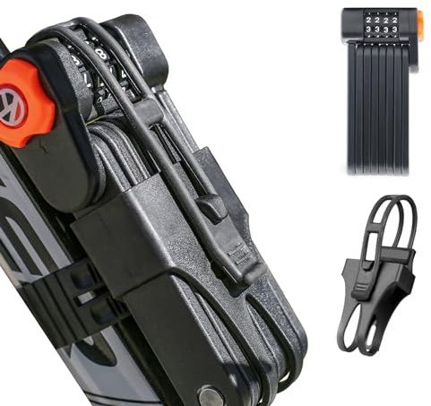Bike Lock, Folding Bike Locks, Foldable Bike Combination Lock with Mounting Bracket - Folding 4-Digit Heavy Duty Electric Bike Lock Anti Theft Bicycle Locks