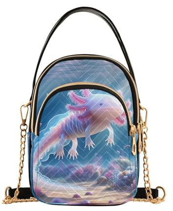 GAIREG Aurora and Polar Bears Damen Crossbody Taschen Gesteppte Geldbörse mit Kette Handy Geldbörse Handtasche, Fisch Axolotl, Einheitsgröße