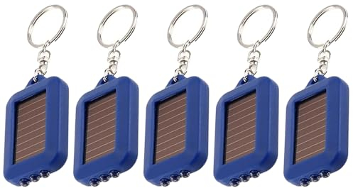 MODOAO Linterna LED solar, paquete de 5 mini linternas portátiles azules de 3 LED, linterna LED compacta, linterna solar multifuncional, para emergencia al aire libre