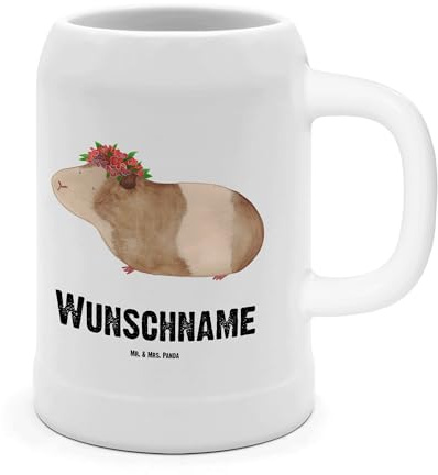 Mr. & Mrs. Panda Personalisierter Bierkrug Meerschweinchen Weisheit - Personalisierte Geschenke, Mit Namen, Motivation, Steinkrug personalisiert, Wunder, Blumenkind, Spruch, Tiere, Krug, Bierhumpen