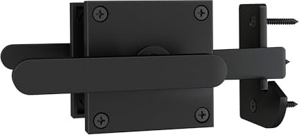 JUGREAT Loquet de portail double face, matériel de porte battante en aluminium robuste, loquet de portail pour clôture extérieure, portails en bois, portail de piscine (noir)