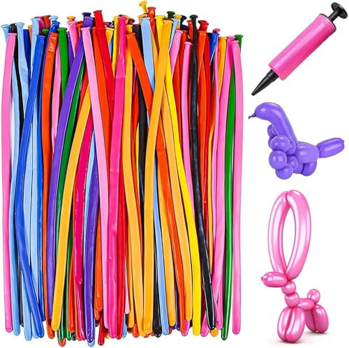 MHDAMAI Ballons à Modeler,Ballons en Plastique 200 Pièces Ballons Longs Colorés Ballon Magique Bricolage Ballons Magiques en Latex Formes de Ballons Créatifs,pour Anniversaires,Mariages,Fête
