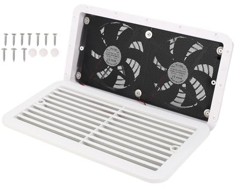 Oreilet RV Seitenlüftungsventilator, DC 12 V, Doppelventilatoren, Entlüftungsventilator, Abluftventilator, 35 X 18 X 5 Cm, Einweg Seitenwind Entlüftungsventilator für Wohnmobil, Anhänger