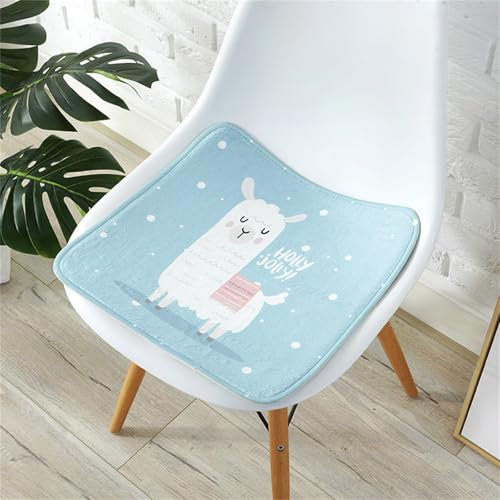 champracer Sitzkissen Viereckig Stuhlkissen Kinder, Waschbare Weiche Sitzkissen Komfort Stuhlauflage als Stuhl Kissen, Niedliches Einhorn Tiere Pflanzen Sitzpolster (Alpaka,25x25 cm)