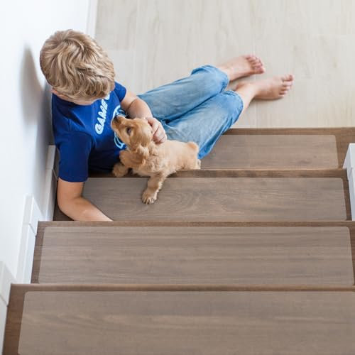 YedZen Treppenstufen Transparent Antirutschmatte Matten, 15Pcs 10x60cm Selbstklebend Rutschschutz Treppen Stufenmatten mit Rutsche Walze, Treppenstufen Matten Antirutschstreifen für Holzstufen, Böden