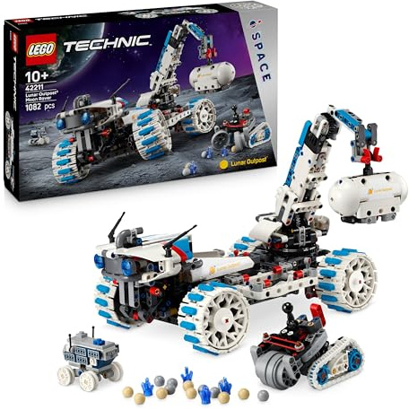 LEGO Technic Lunar Outpost Moon Rover Space Vehicle - Interactive STEM Toy with a Crane & Solar Panels - Robot Model - Birthday Gift for 10+ Year Old Boys & Girls - 42211